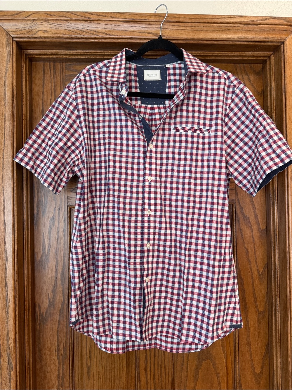 7 Diamonds Short-Sleeve Red & White Check Shirt